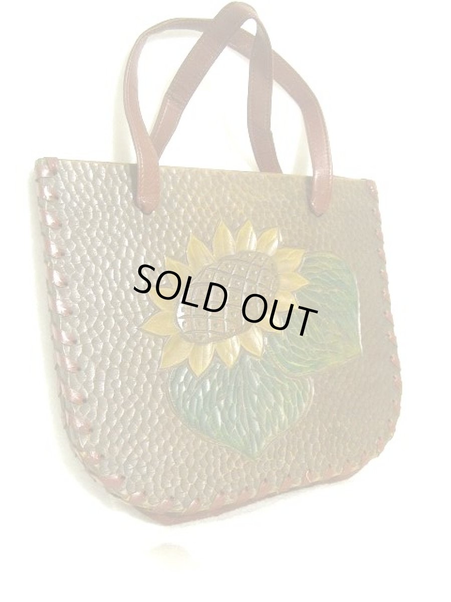 画像2: ウッド素材 お花彫り レディース レトロ ハンド 鞄 バッグ (2)