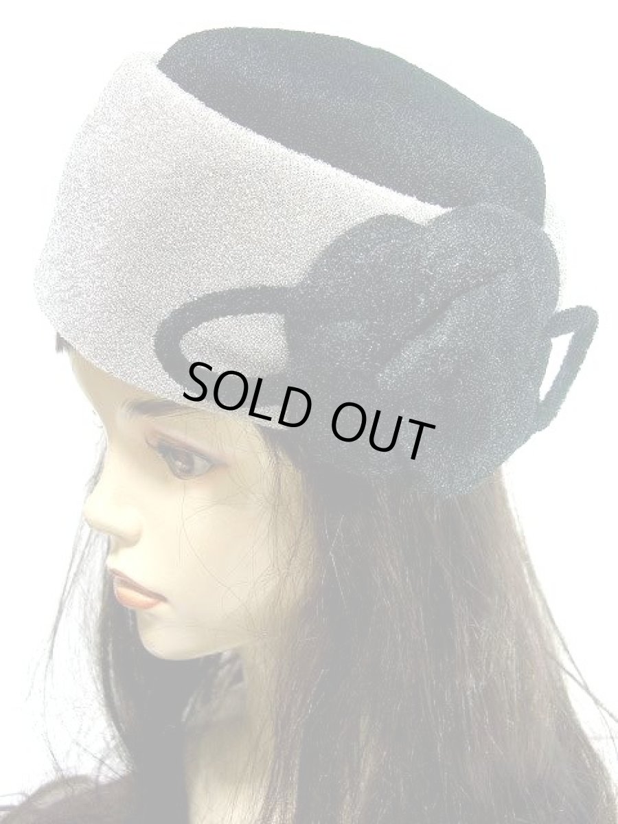 画像2: ☆　レトロアンティークハット　グレー×フラワー　Maxim　HandMadeヴィンテージ　☆ (2)