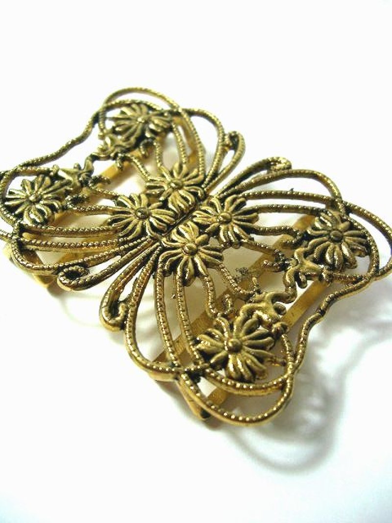 画像1: ☆ 蝶レトロデザイン デットストック ベルトバックル 11 ☆