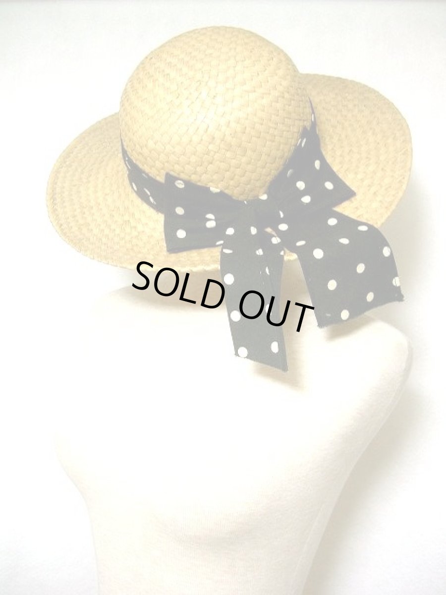 画像2: ☆　70'ｓヴィンテージ　ドット柄がキュート!!レトロstraw hat 　☆ (2)