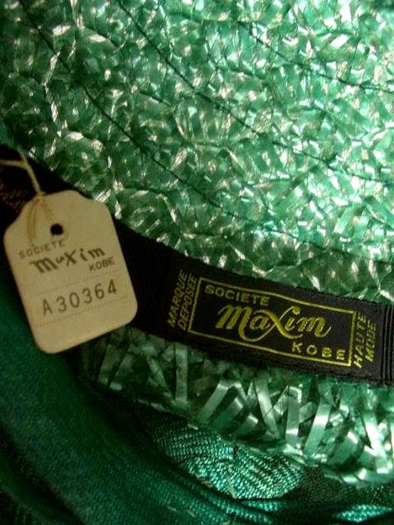 画像1: ☆　レトロアンティークハット　deadstockグリーン×フラワー　Maxim　HandMadeヴィンテージ　　☆