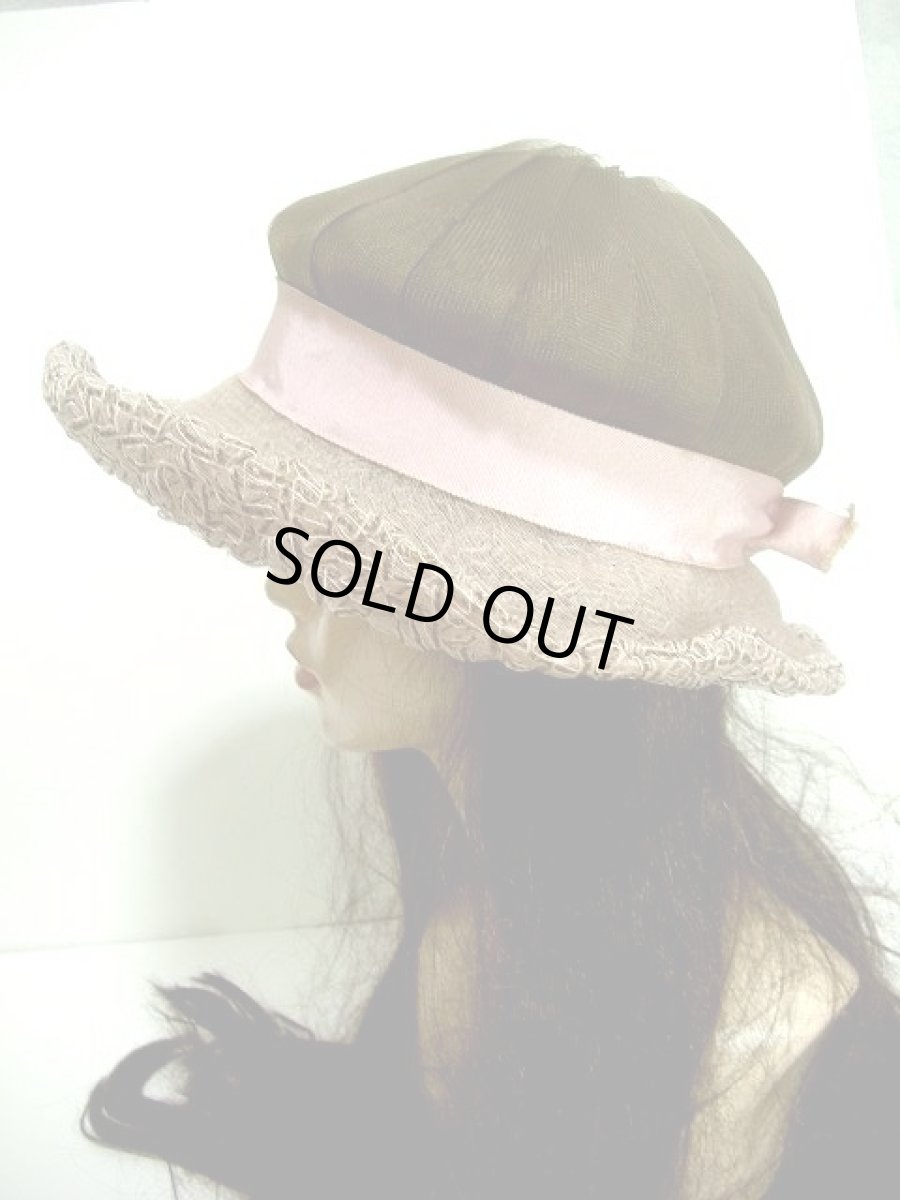 画像4: ☆　レトロアンティークハット　リボン付!!レトロクラシカルな雰囲気♪　ピンク×ブラウン　☆ (4)