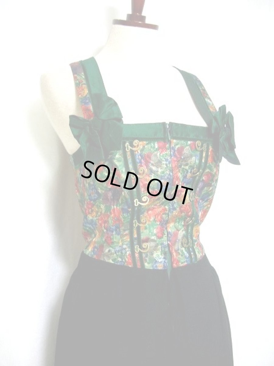 画像5: とってもめずらしいデザイン リボン付き花柄切替し クラシカル ディアンドル チロルワンピース ドイツ民族衣装 舞台 演奏会 フォークダンス オクトーバーフェスト 【1027】 (5)