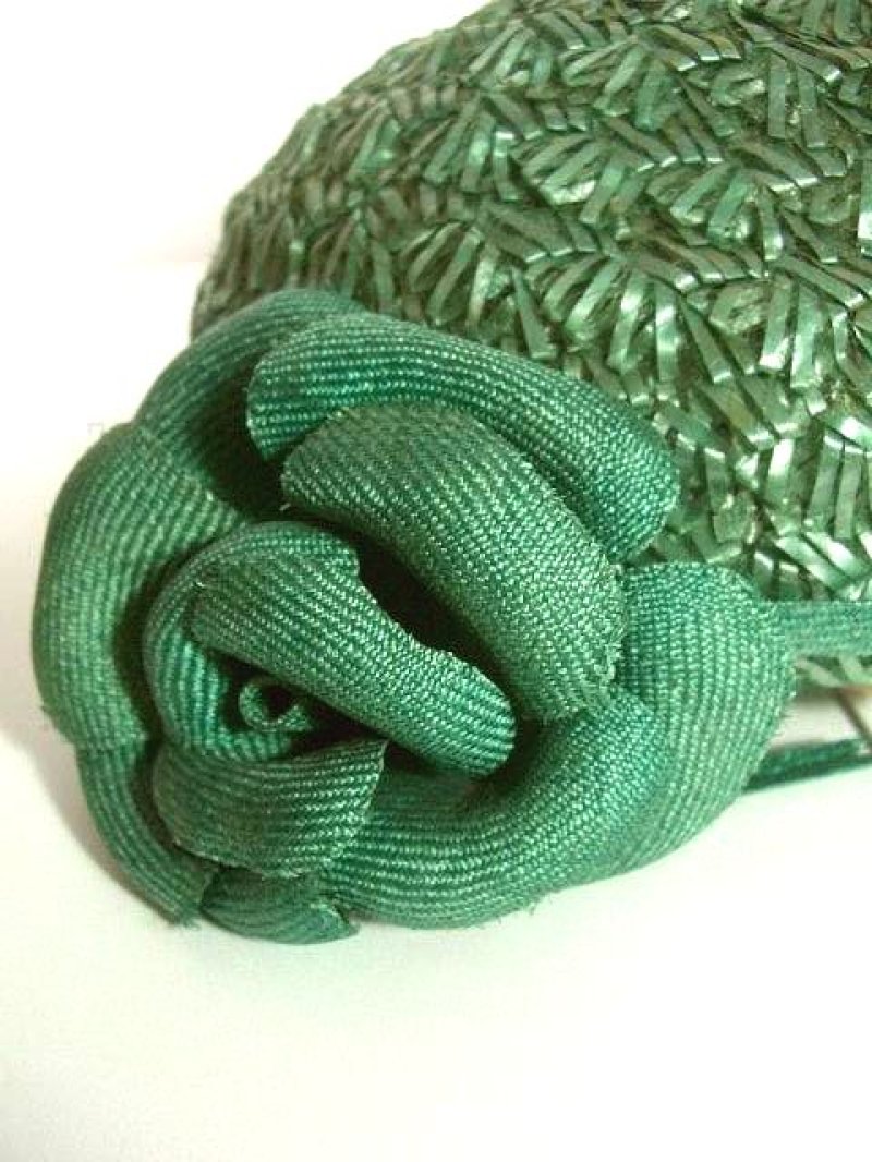 画像3: ☆　レトロアンティークハット　deadstockグリーン×フラワー　Maxim　HandMadeヴィンテージ　　☆