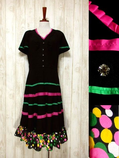新商品70'sポップサイケVintage dress ＆ One‐piece合計4点UP♪