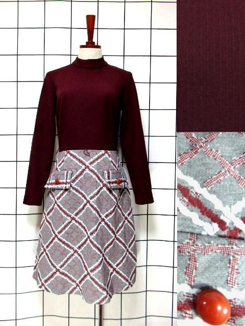 新商品 チェック柄ワンピース・ニットカーディガン 合計2点UP