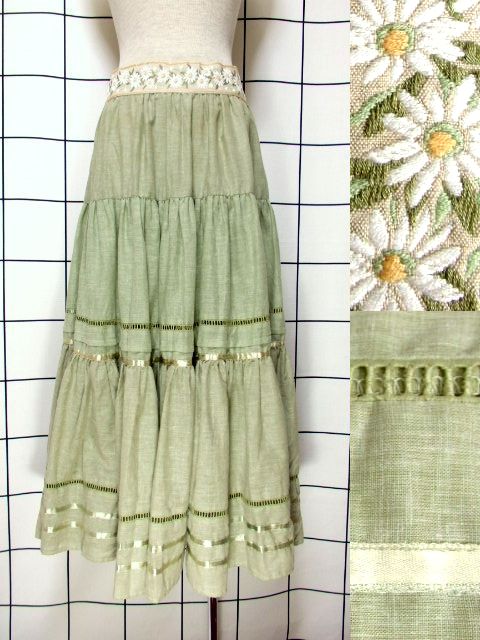 新商品 お花刺繍vintageスカート UP
