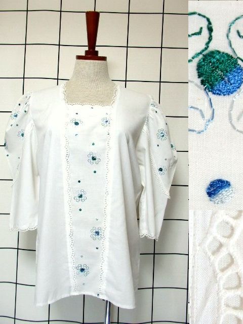 新商品 西ドイツ製×刺繍入りホワイトトップス・フランス製プロバンススカートetc UP