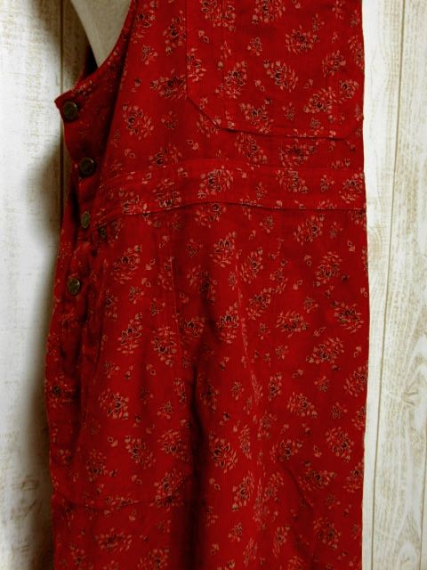 レトロジャンパースカート 花柄 ポケットたくさん ノースリーブ 昭和 