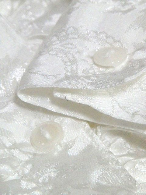 レトロブラウス ボウタイ付き ペイズリー模様織り フリル ホワイト