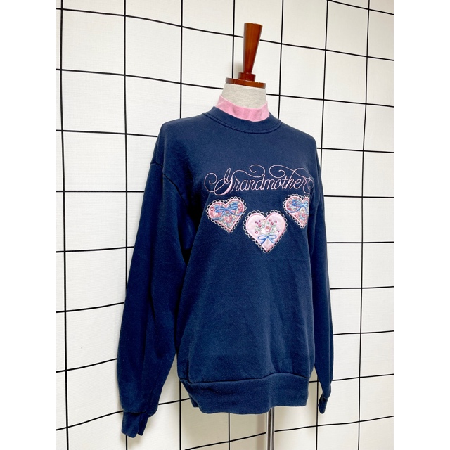 【ヴィンテージ】 ピンクハウス ハーフボタン ロゴ刺繍 紺 シンプル レトロ