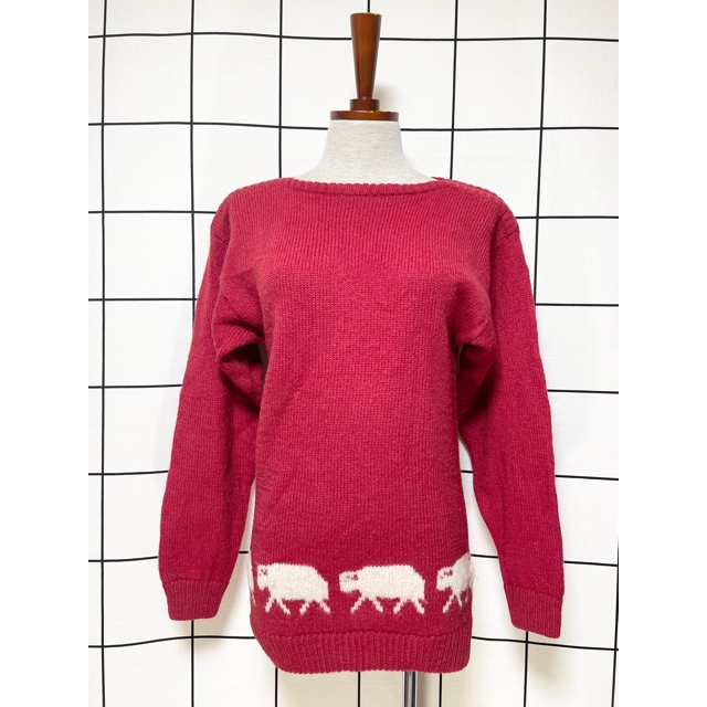 画像1: ヨーロッパ古着 ニットセーター 羊模様編み プルオーバー (1)