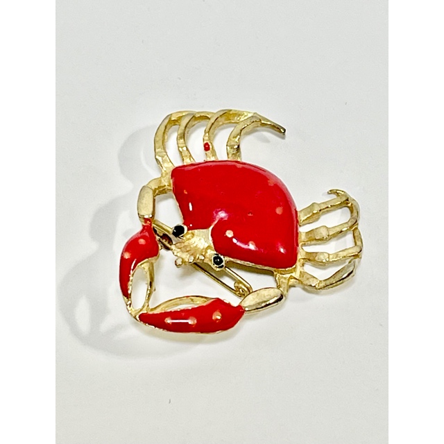 画像1: レトロアンティーク ブローチ Crab (1)